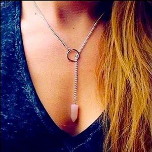 925 Rose Quartz Crystal Necklace